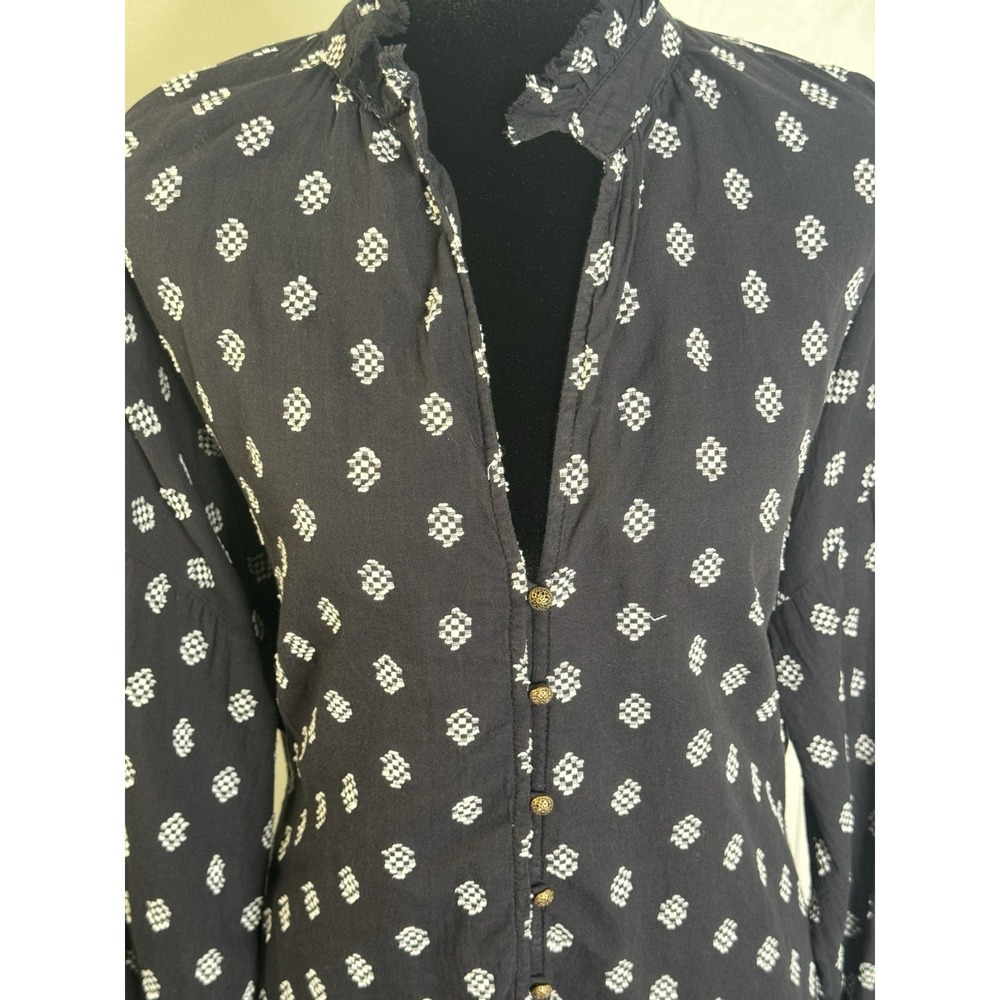 Anthropologie Pilcro Blouse XL Black Boho Cottagecore Prairie Top Romantic Folk - Picture 11 of 12